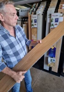 Checking floor plank.