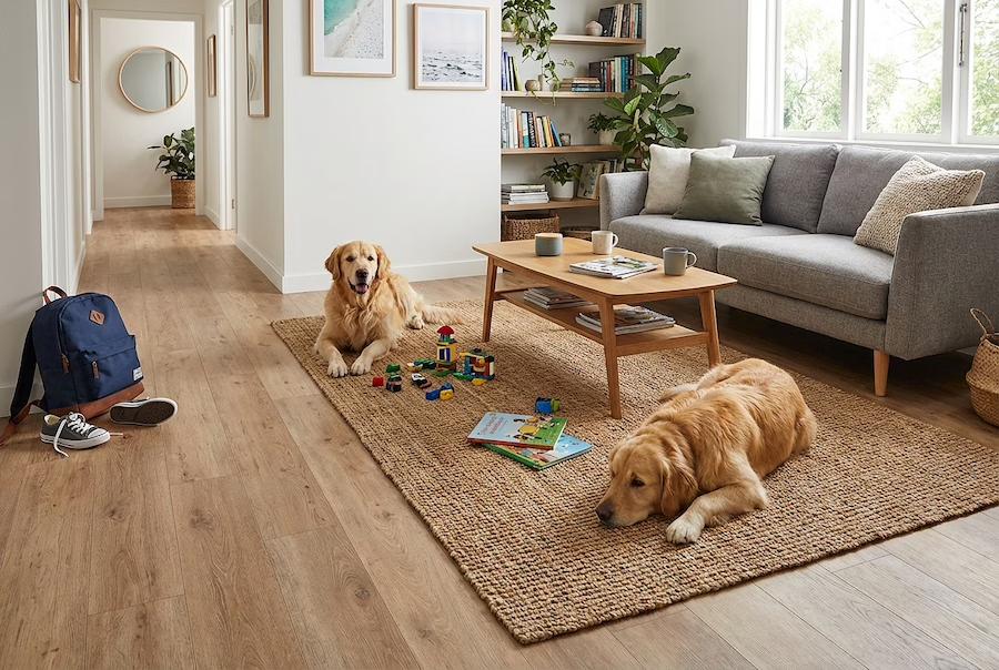 Contemporary home flooring in Perth Western Australia featuring natural timber look floors